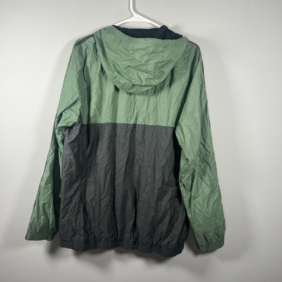 Adidas Windbreaker Full Zip Colorblock Stripe Arm Sage Green and Gray Large - Picture 6 of 6